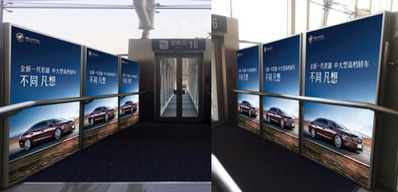 济南机场国内、国际出发登机口左右侧室内灯箱广告