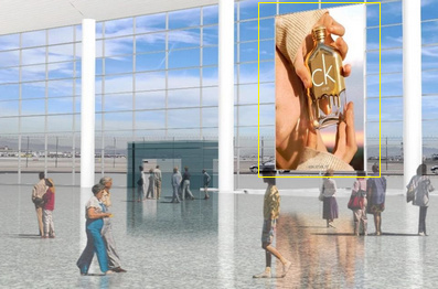 宁波机场办票大厅玻璃幕墙巨型挂幅广告案例图