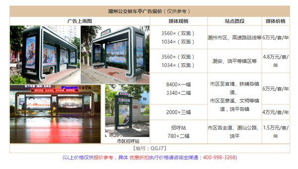 潮州公交候车亭广告报价