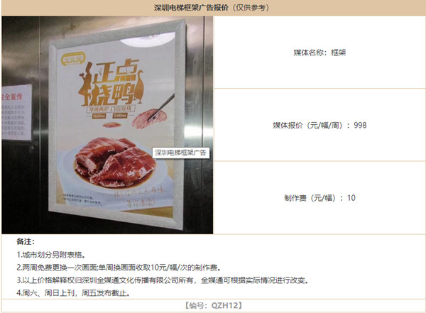 深圳电梯框架广告