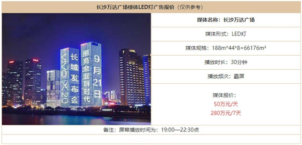 长沙万达地标LED广告价格