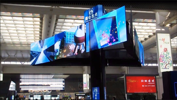 上海虹桥高铁站魔方柱广告媒体推荐