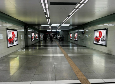 深圳罗湖火车站负一楼进站通道墙体灯箱广告