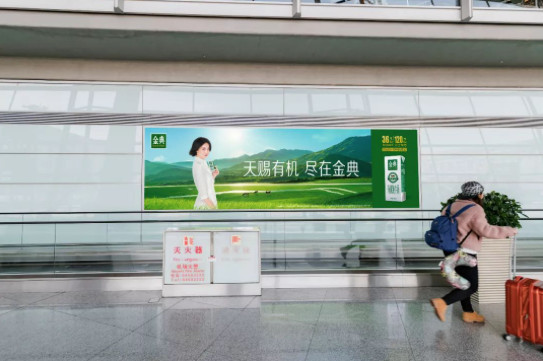 金典武汉机场出发到达混流区广告