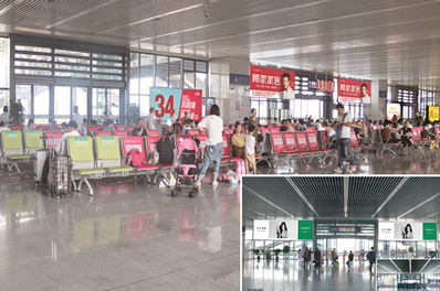 台州高铁站一楼检票口两侧灯箱广告