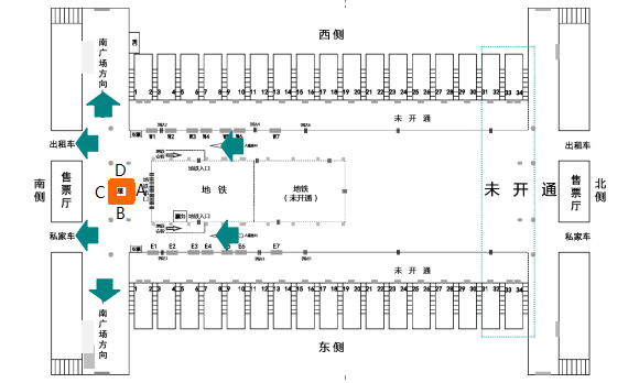 出站口服务台墙面灯箱点位 出站口服务台墙面灯箱点位