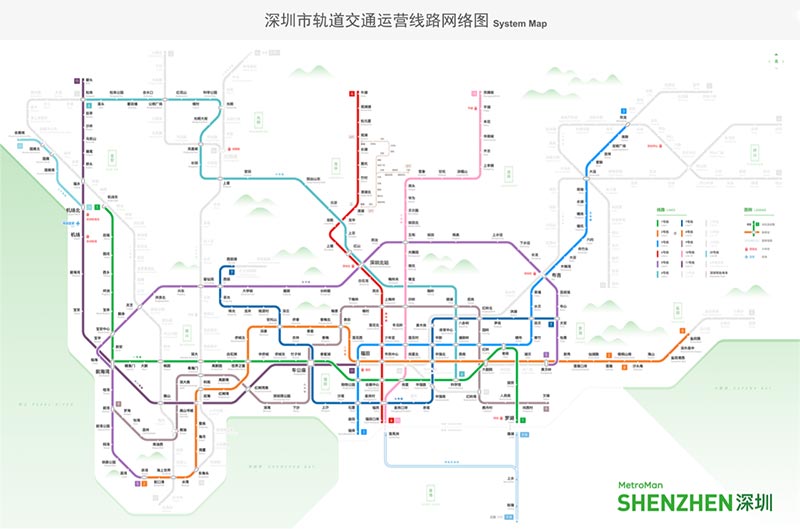 深圳地铁运营线路图