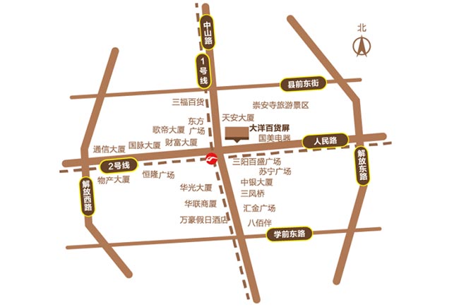大洋百货户外LED屏区位图 大洋百货户外LED屏区位图