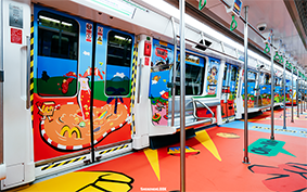 深圳地铁内包车广告案例分享——麦当劳麦乐鸡40周年四小福专属列车发车！