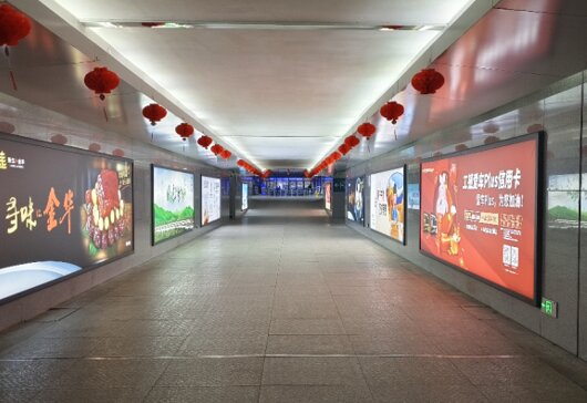 第一户外传媒-龙游站-出站通道墙面灯箱 