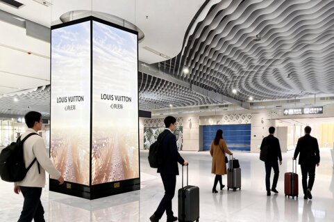 第一户外传媒-三亚凤凰机场T3航站楼一层国内到达迎客大厅包柱灯箱