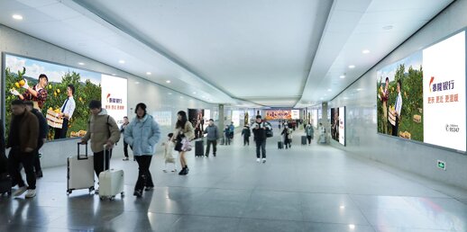 第一户外传媒-嘉兴南站出站通道墙面灯箱