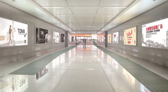 第一户外传媒-台州西站出站通道两侧墙面灯箱